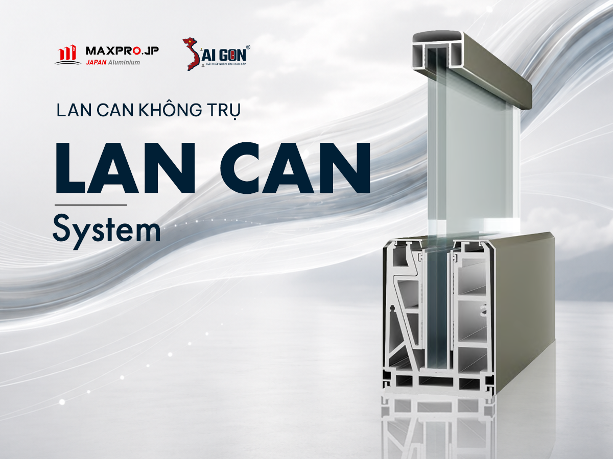 Lan can kính không trụ nhôm Maxpro