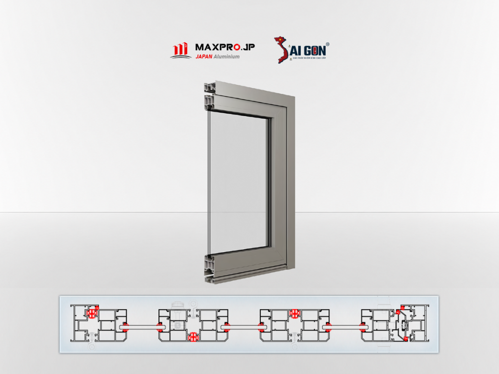 Mặt cắt cửa xếp trượt SFD80