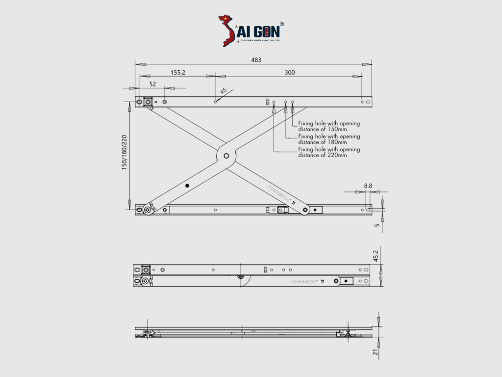Bàn lề song song Siegenia với đa dạng thông số linh hoạt nhiều cấu hình