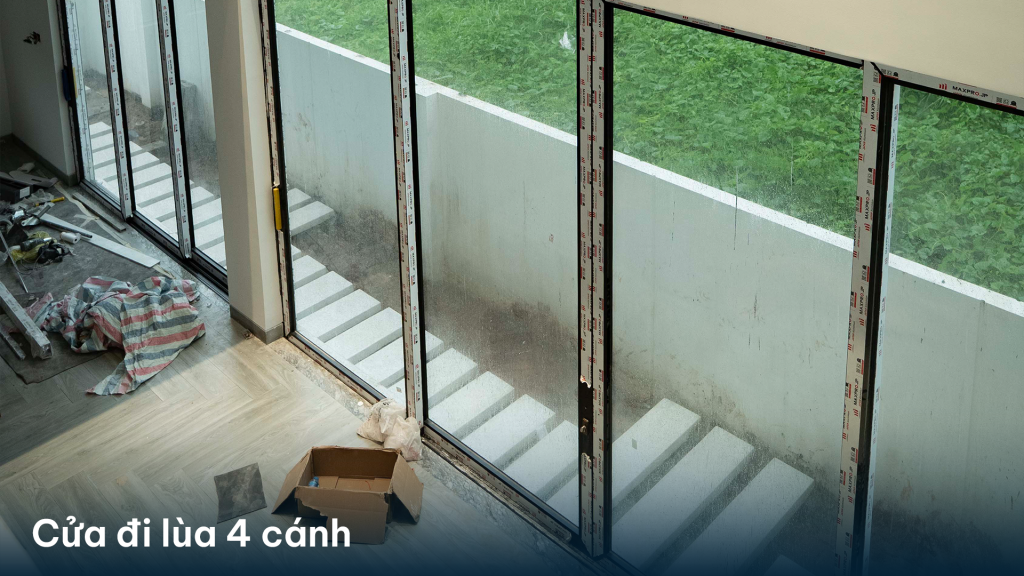 Thi công cửa lùa 2 cánh maxpro mở rộng tầm nhìn