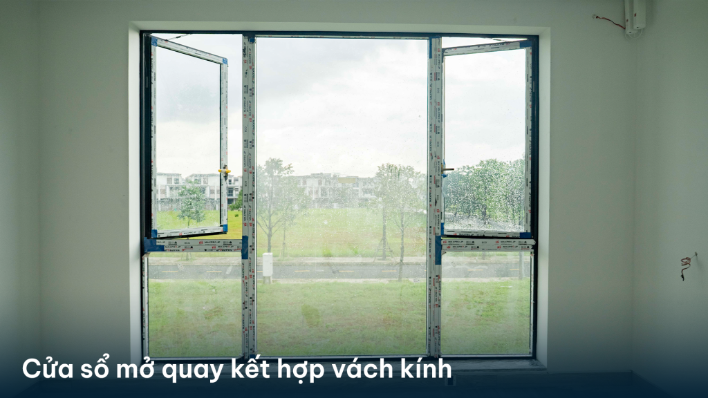 Cửa sổ nhôm kính mở quay đón ánh sáng và lấy gió tự nhiên