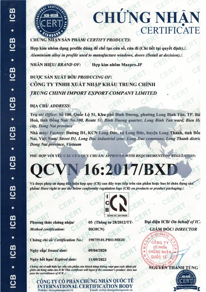 Maxpro sở hữu QCVN 16:2017/BXD đáp ứng các tiêu chuẩn xây dựng khắt khe tại Việt Nam