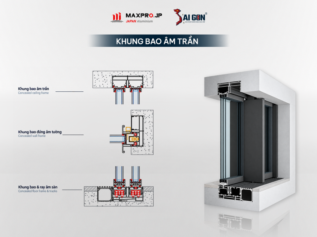 Cửa slim có khung bao và hệ ray được giấu kín vào trong kết cấu xây dựng mang đến vẻ đẹp tối giản