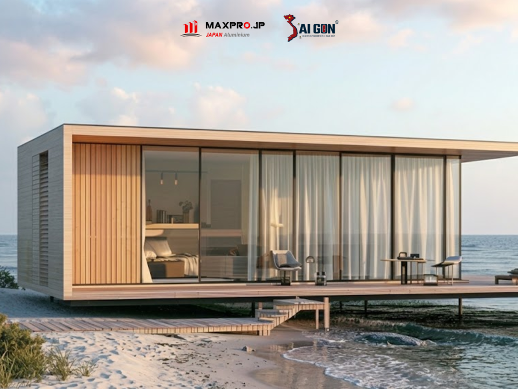 Hệ cửa lùa slim maxpro sở hữu sức mạnh cơ học đáng kinh ngạc để đáp ứng những vách kính đồ sộ